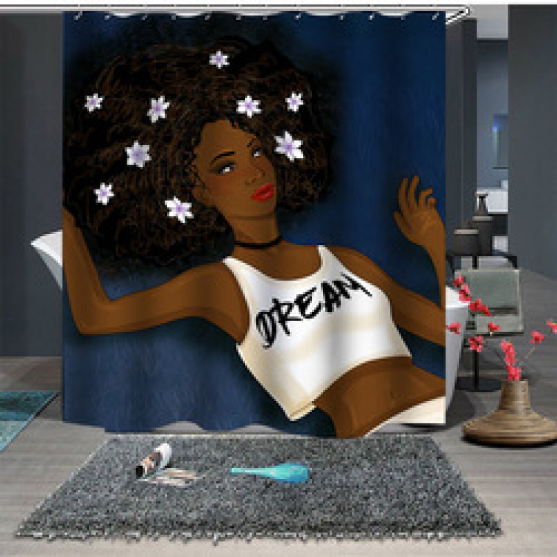 Best Selling Products Cortina De Ducha  abstract creative colorful african woman shower curtain with bath mats