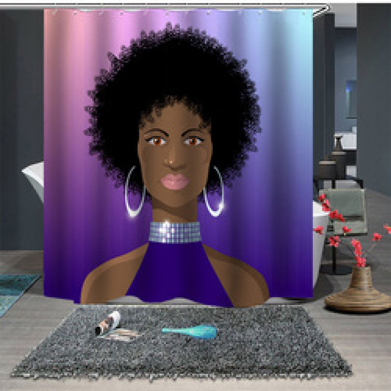 Best Selling Products Cortina De Ducha  abstract creative colorful african woman shower curtain with bath mats