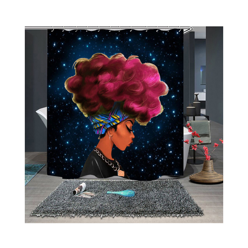 Best Selling Products Cortina De Ducha  abstract creative colorful african woman shower curtain with bath mats