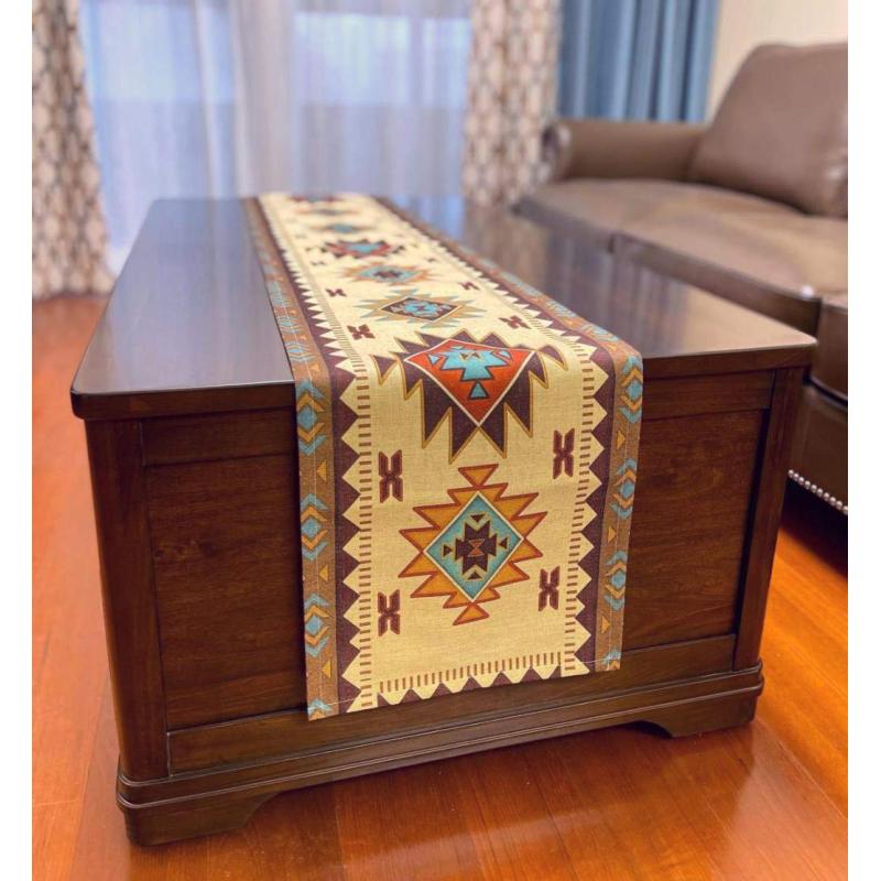 Linen/Polyester Southwest Geometric Rectangle 70 X 13 Inch custom table runner logo Setting Decor for Garden Holiday