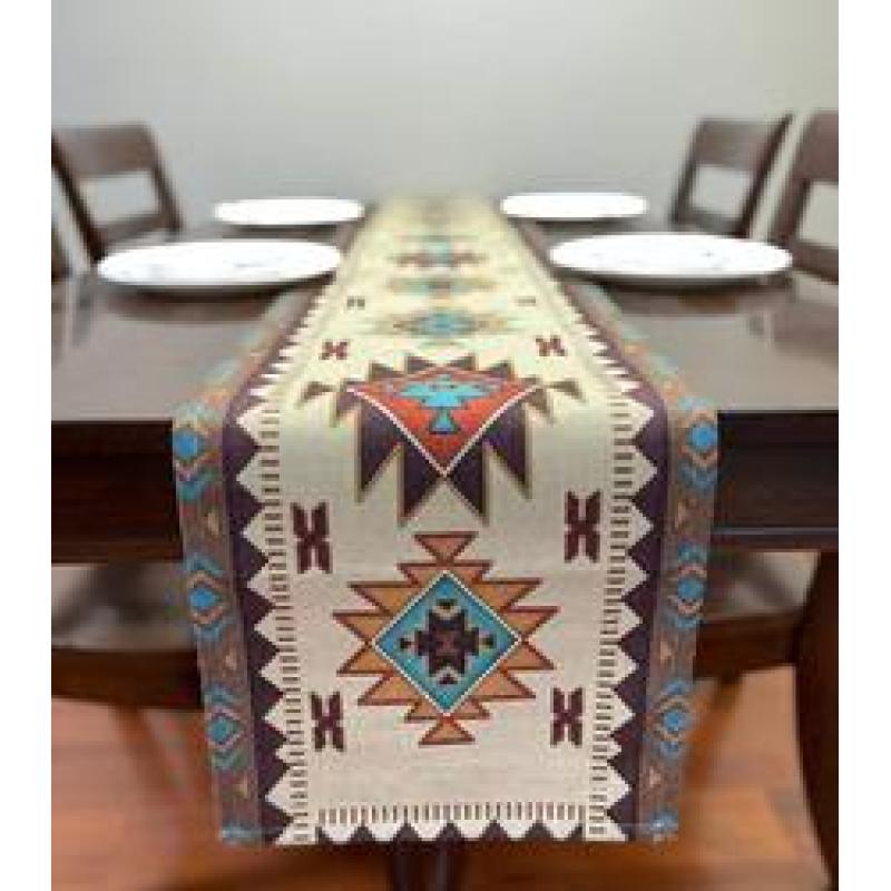 Linen/Polyester Southwest Geometric Rectangle 70 X 13 Inch custom table runner logo Setting Decor for Garden Holiday
