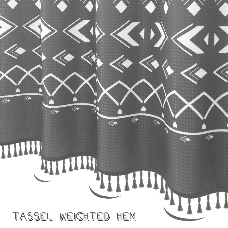 Polyester Waffle Shower Curtain for Bathroom, Waterproof Print Shower Curtains with Tassel$
