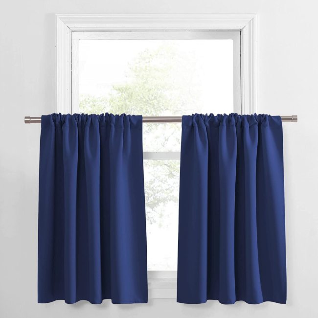 Blackout Short Curtains for Living Room Bedroom Kitchen Window Treatments Small Curtains Solid Color Home Decoration Drapes