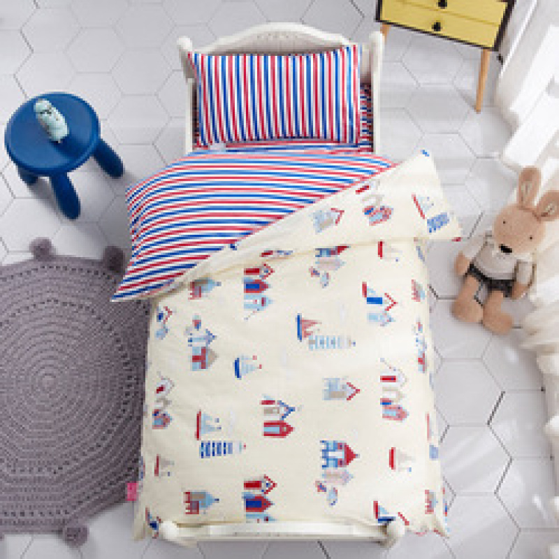 Nursery School 100% Cotton Bedding Set Baby Bedsheet, 4 Piece Suit Reactive Printing Bedding Sets/