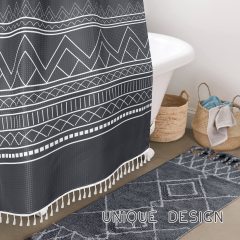 Waffle Bohomia Style Waterproof Bath Curtain , Printing Shower Curtains With Tassel$