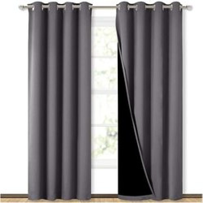Good Review Bedroom Excellent Light-blocking 300GSM Polyester 100%Blackout Grommet Curtain, Drop Thermal Insulated Solid Curtain
