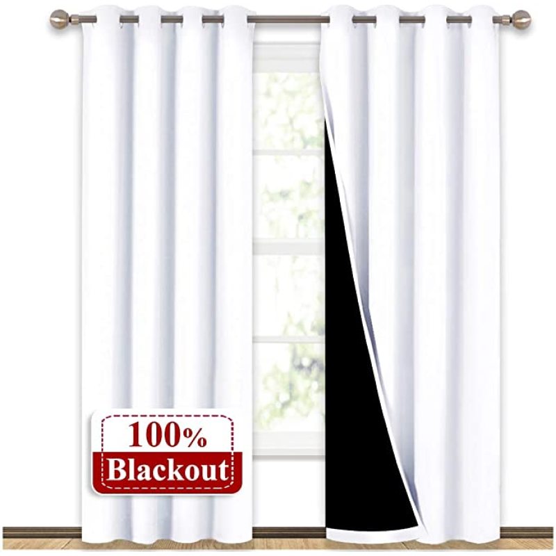 Good Review Bedroom Excellent Light-blocking 300GSM Polyester 100%Blackout Grommet Curtain, Drop Thermal Insulated Solid Curtain