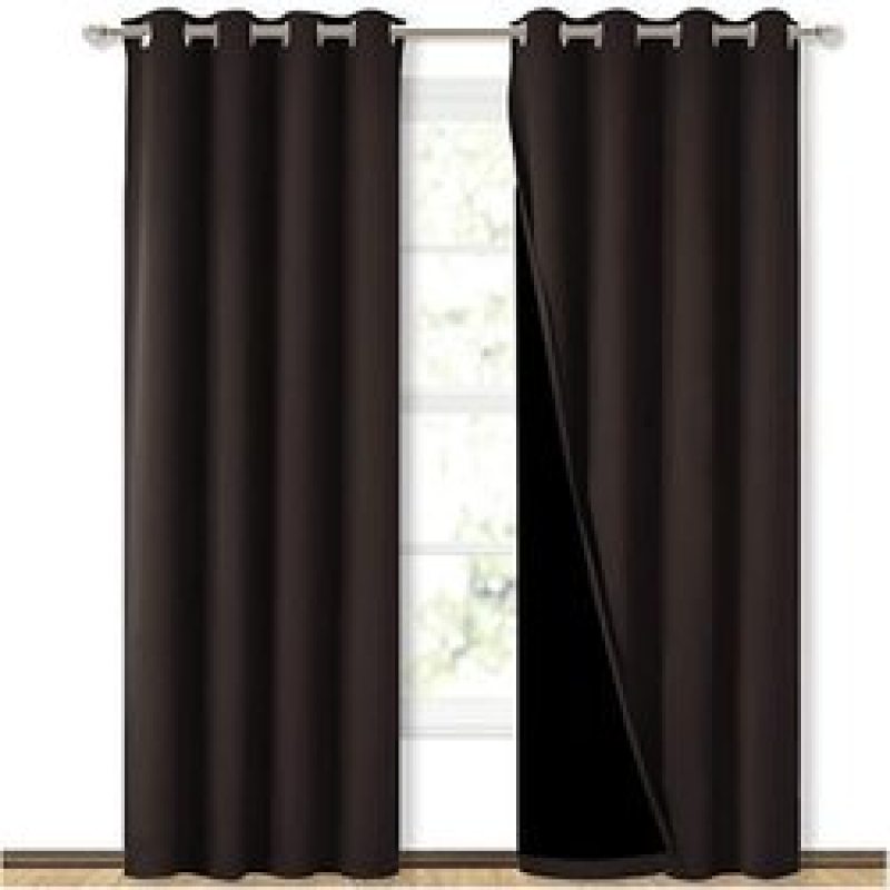 Good Review Bedroom Excellent Light-blocking 300GSM Polyester 100%Blackout Grommet Curtain, Drop Thermal Insulated Solid Curtain