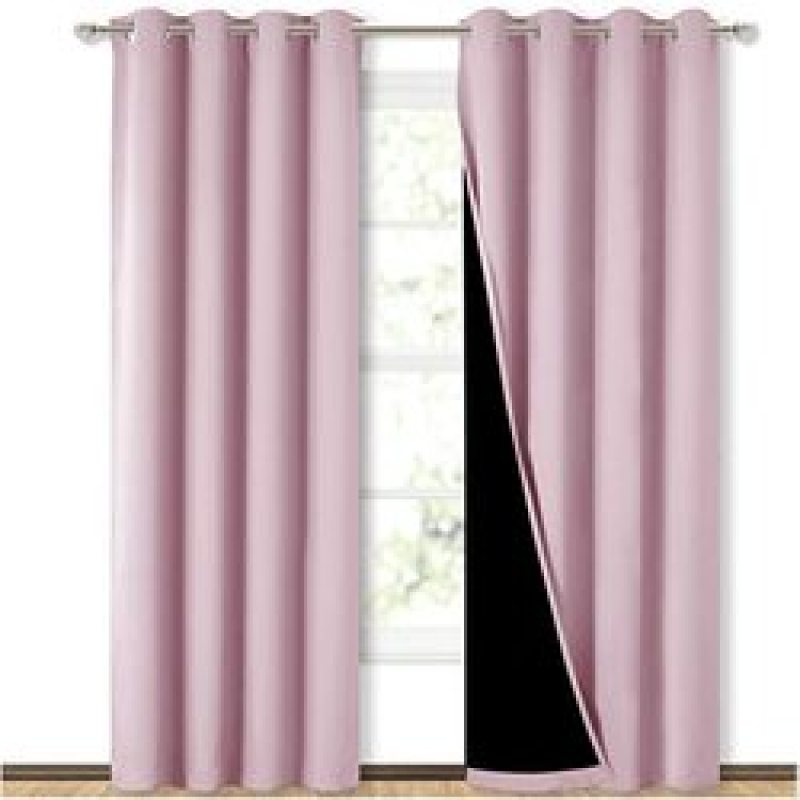 Good Review Bedroom Excellent Light-blocking 300GSM Polyester 100%Blackout Grommet Curtain, Drop Thermal Insulated Solid Curtain