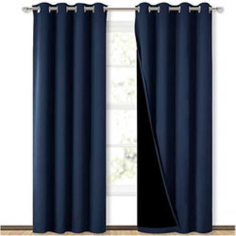 Good Review Bedroom Excellent Light-blocking 300GSM Polyester 100%Blackout Grommet Curtain, Drop Thermal Insulated Solid Curtain