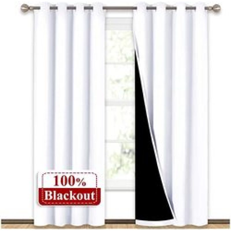 Good Review Bedroom Excellent Light-blocking 300GSM Polyester 100%Blackout Grommet Curtain, Drop Thermal Insulated Solid Curtain