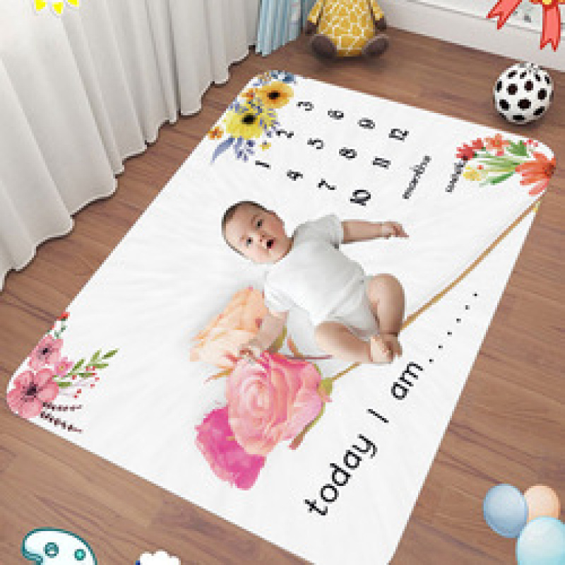 Newborn Baby Monthly Growth Photography Props Background Cloth for Rug Baby Boy Girls Photography Accessories Milestone Blanket/