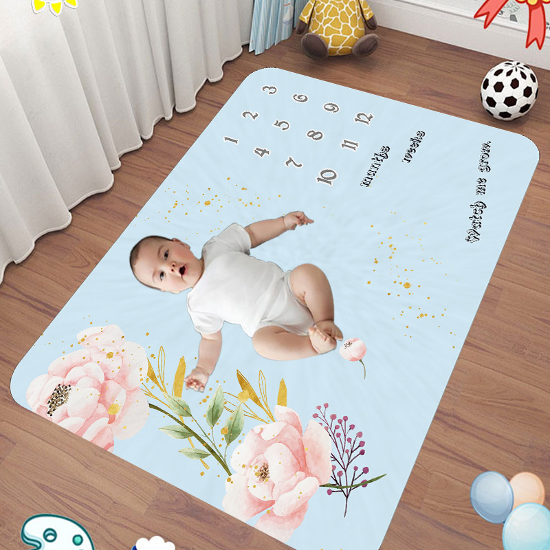 Newborn Baby Monthly Growth Photography Props Background Cloth for Rug Baby Boy Girls Photography Accessories Milestone Blanket/