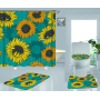 Best Sell Home Decor Sunflower Pattern Waterproof Shower Curtain, Durable Digital Print Polyester Fabric Bathroom Curtain/