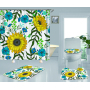 Best Sell Home Decor Sunflower Pattern Waterproof Shower Curtain, Durable Digital Print Polyester Fabric Bathroom Curtain/