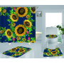 Best Sell Home Decor Sunflower Pattern Waterproof Shower Curtain, Durable Digital Print Polyester Fabric Bathroom Curtain/
