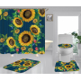 Best Sell Home Decor Sunflower Pattern Waterproof Shower Curtain, Durable Digital Print Polyester Fabric Bathroom Curtain/