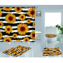 Best Sell Home Decor Sunflower Pattern Waterproof Shower Curtain, Durable Digital Print Polyester Fabric Bathroom Curtain/