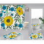 Best Sell Home Decor Sunflower Pattern Waterproof Shower Curtain, Durable Digital Print Polyester Fabric Bathroom Curtain/