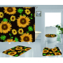Best Sell Home Decor Sunflower Pattern Waterproof Shower Curtain, Durable Digital Print Polyester Fabric Bathroom Curtain/