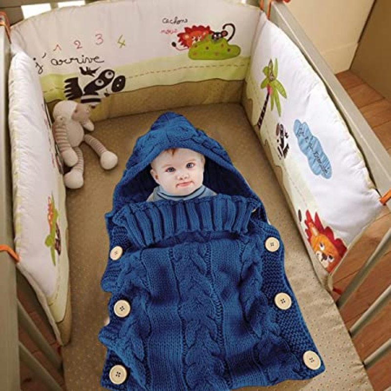 Toddler Knit Blanket Swaddle Sleeping Bag Stroller Wrap for 0-12 Newborn Baby Wrap Swaddle Blanket, Baby Kids Winter Breathable