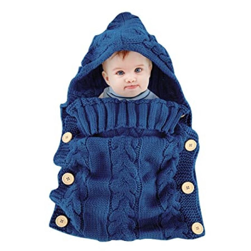 Toddler Knit Blanket Swaddle Sleeping Bag Stroller Wrap for 0-12 Newborn Baby Wrap Swaddle Blanket, Baby Kids Winter Breathable