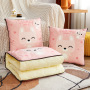 Throw pillow and quilt Short plush 40*40cm cartoon Thickened folding air conditioning blanket 2 in 1 nap Pillow Cushion Covers