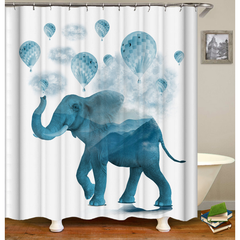 Drop Shipping 2021 Most Popular Minimalist Design Painted Elephant, 180*180cm Size Customized Design Shower Curtain#