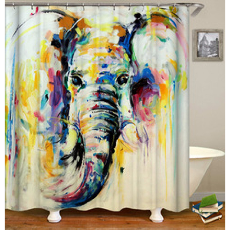 Drop Shipping 2021 Most Popular Minimalist Design Painted Elephant, 180*180cm Size Customized Design Shower Curtain#