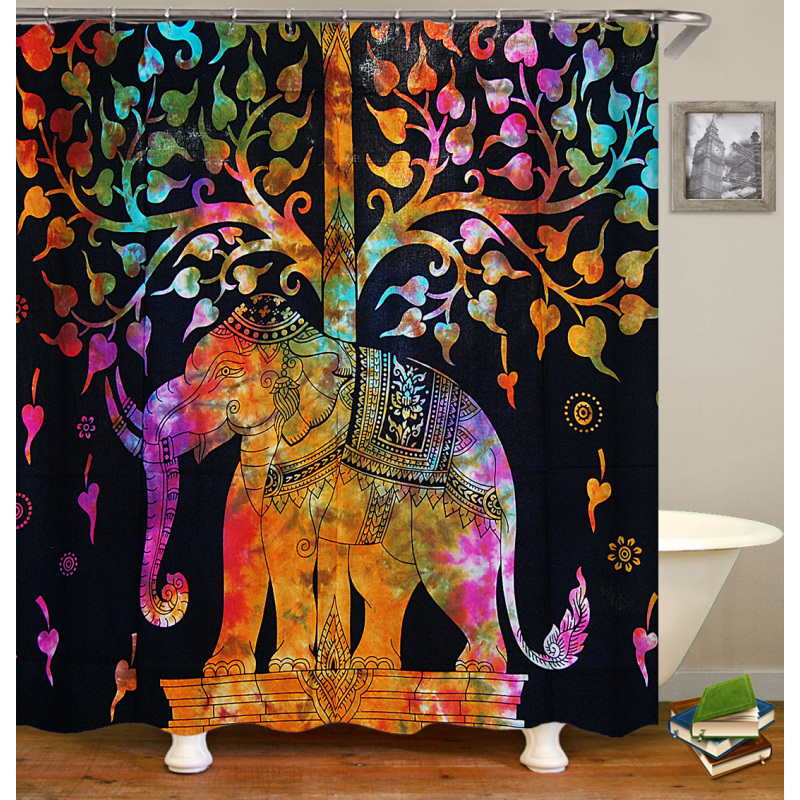 Drop Shipping 2021 Most Popular Minimalist Design Painted Elephant, 180*180cm Size Customized Design Shower Curtain#