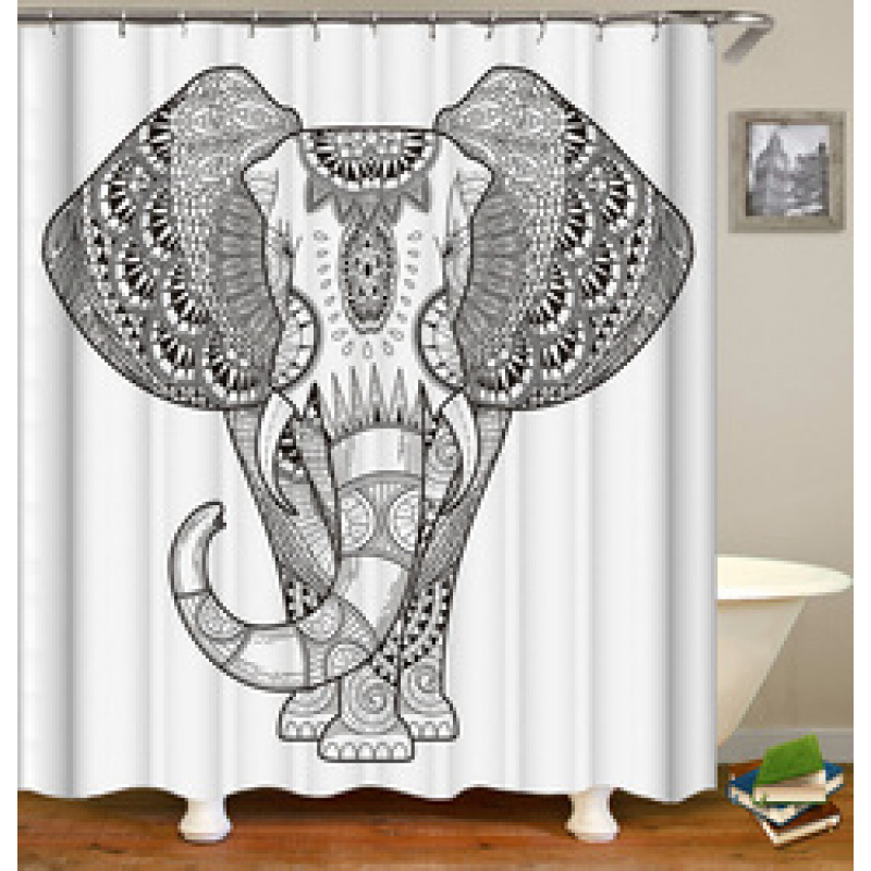 Drop Shipping 2021 Most Popular Minimalist Design Painted Elephant, 180*180cm Size Customized Design Shower Curtain#