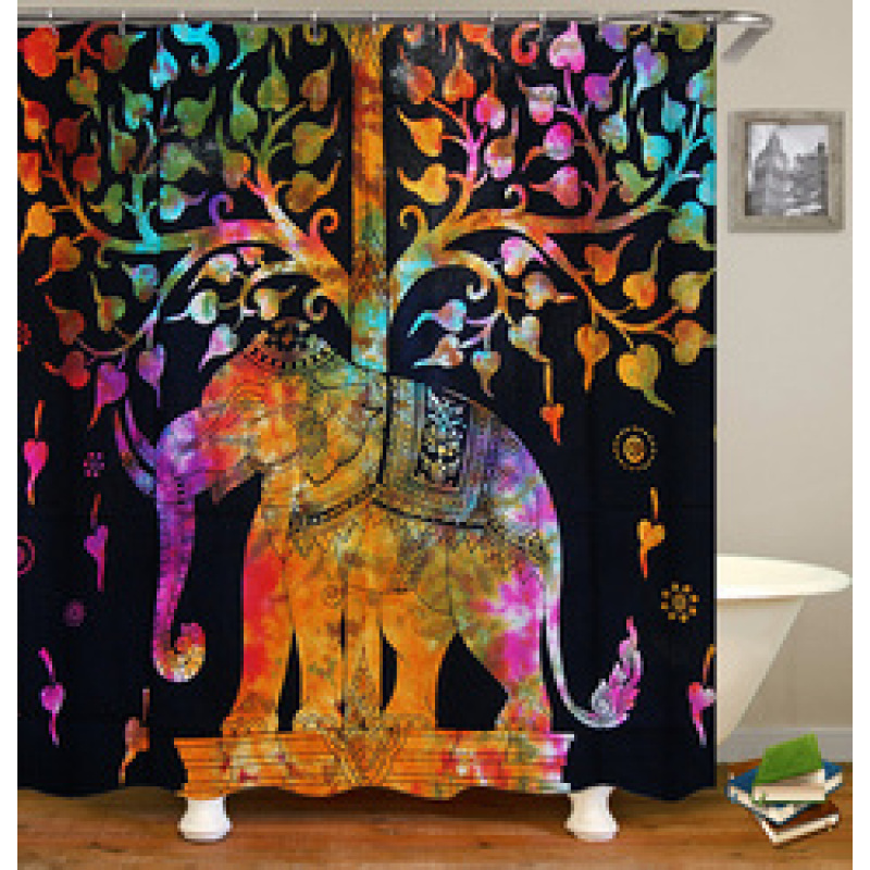 Drop Shipping 2021 Most Popular Minimalist Design Painted Elephant, 180*180cm Size Customized Design Shower Curtain#