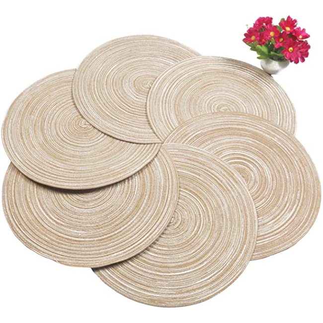 Round Braided Placemats Set, Round Table Mats for Dining Tables, Table Mats Set