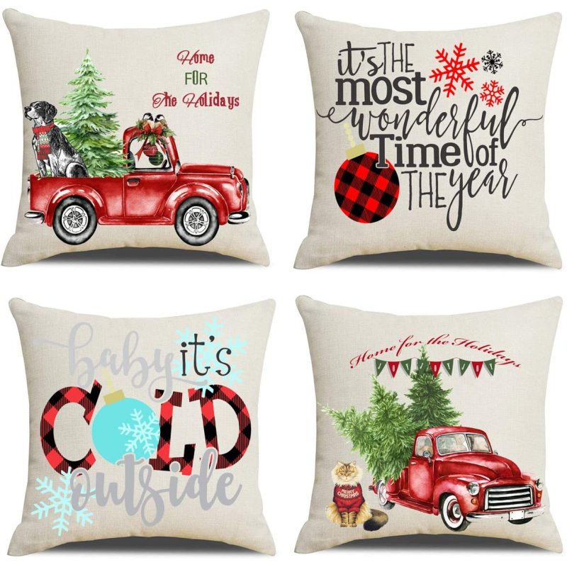 Best Throw Pillow Covers Christmas Decorative Couch Pillow Cases Cotton Linen Pillowcases /