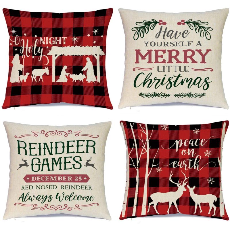 Best Throw Pillow Covers Christmas Decorative Couch Pillow Cases Cotton Linen Pillowcases /
