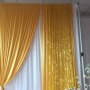 Free Shipping White Curtain With Gold Ice Silk Sequin Drape,Ready Made Backdrop Wedding Party Decoration/