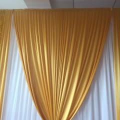 Free Shipping White Curtain With Gold Ice Silk Sequin Drape,Ready Made Backdrop Wedding Party Decoration/