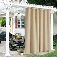 Wholesale Patio Outdoor Canvas Blackout Curtain, Heat UV Shade Blind for Gazebo Dining Area Doorway Home Theater Decor Curtain/