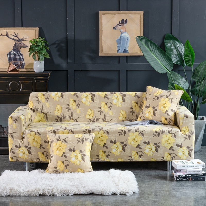 Plant Printed Sofa Cover Modern Style Stretch Slipcover Seat Cover For Couch Sofa 4 3 2 1 Double Seats Stretch With Armrest/