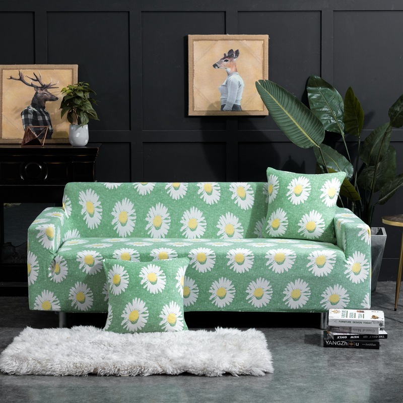 Plant Printed Sofa Cover Modern Style Stretch Slipcover Seat Cover For Couch Sofa 4 3 2 1 Double Seats Stretch With Armrest/
