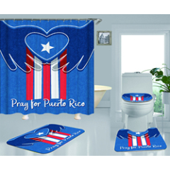 2022 Cheapest Designer Shower Curtains Sets, Popular Pink Puerto Rico Flag Shower Curtain Set#