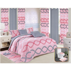 Ready Made Verified perde Blackout 6pcs Printed matching Bedsheets and curtains for Home and Bedroom