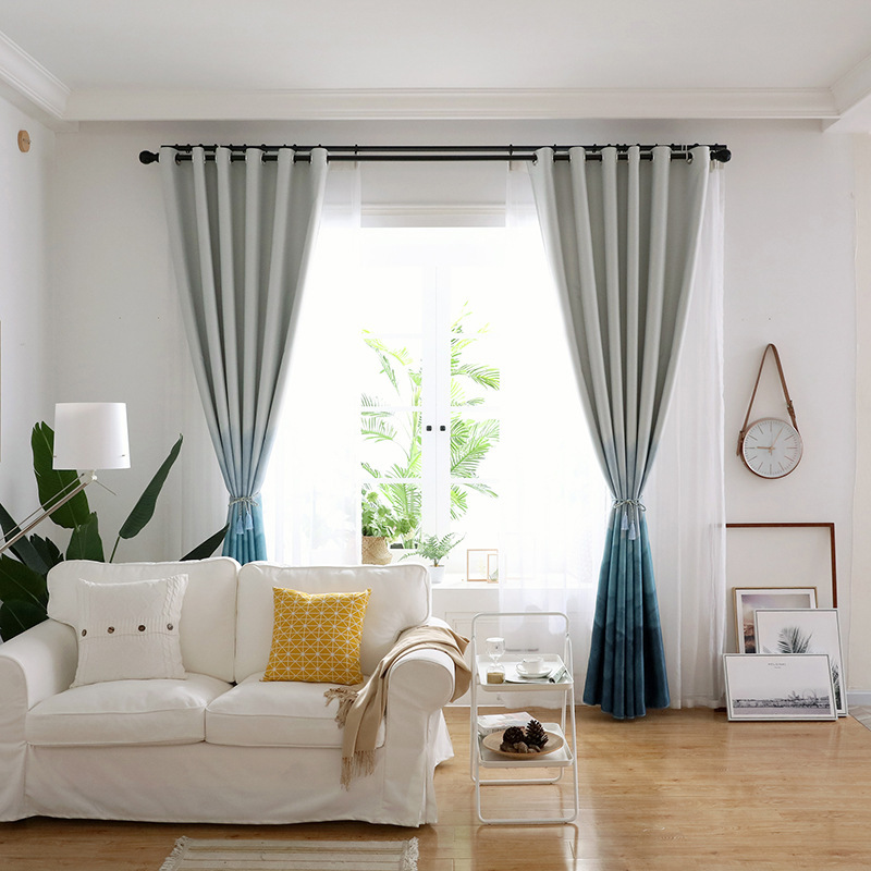 Amazon hot selling Nordic printing curtain fabric ,cloth black silk shade cloth shade window curtain  living room bedroom/