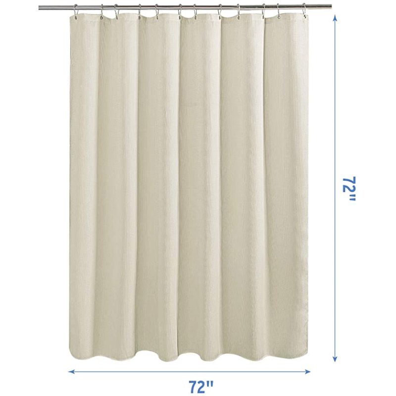 New Cream Waffle Weave Hotel Quality Bathroom 72x72 Inches Shower Curtain, Heavy Duty Fabric Polyester Shower Curtain/