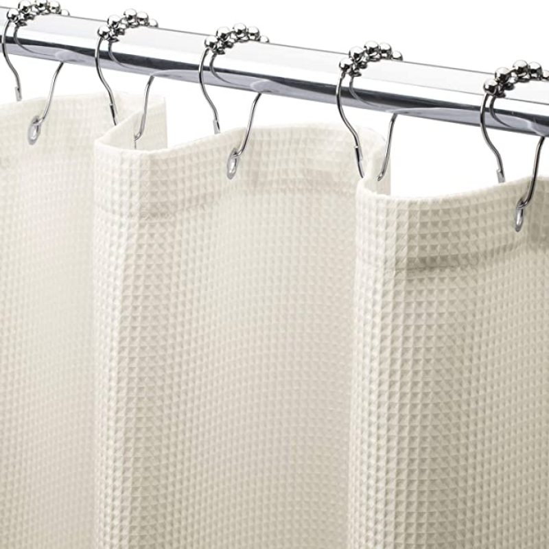 New Cream Waffle Weave Hotel Quality Bathroom 72x72 Inches Shower Curtain, Heavy Duty Fabric Polyester Shower Curtain/
