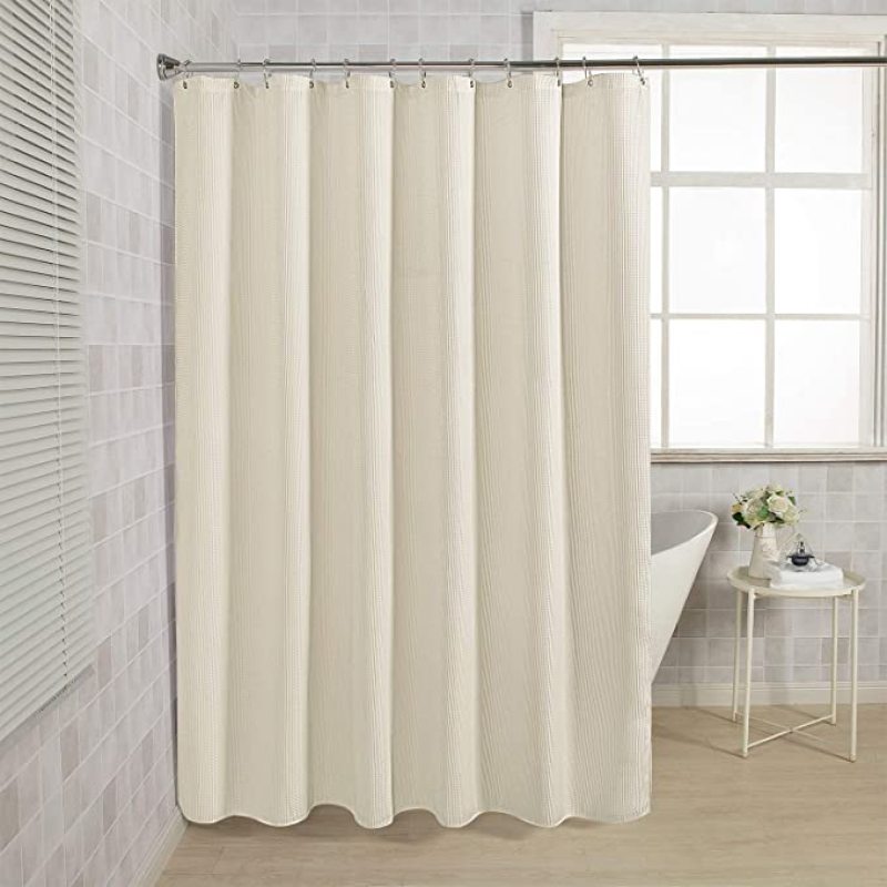 New Cream Waffle Weave Hotel Quality Bathroom 72x72 Inches Shower Curtain, Heavy Duty Fabric Polyester Shower Curtain/