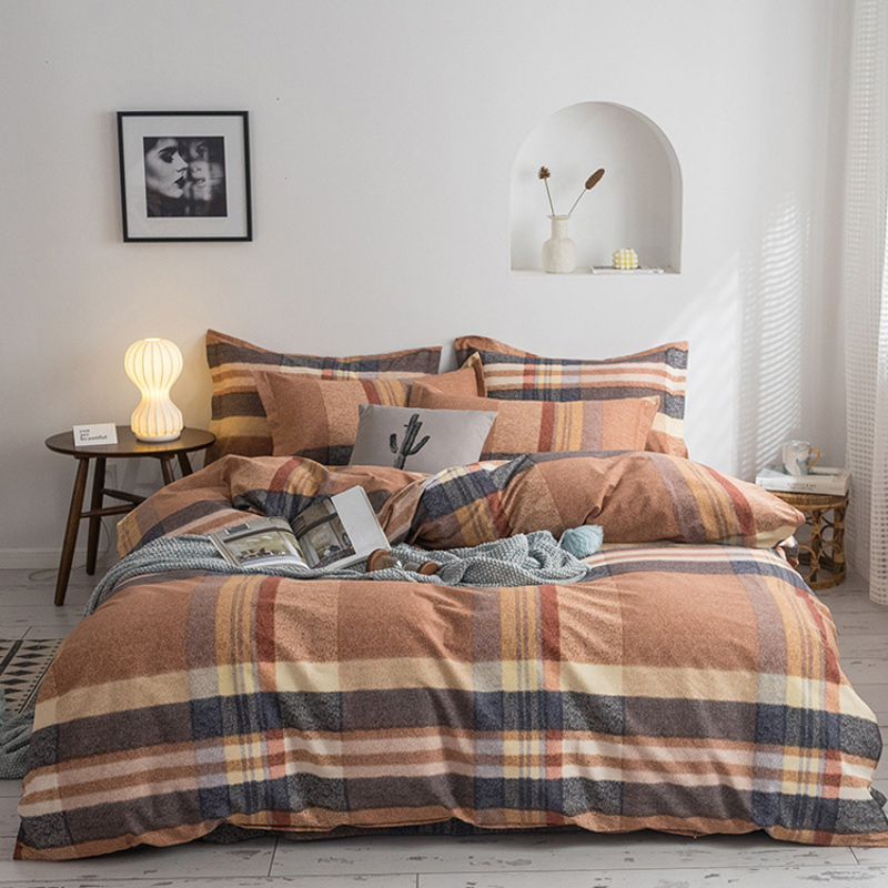 Single Double Bed Custom Print Bedding Set, Autumn And Winter Design Cotton Sanding Bed Sheet Sets/