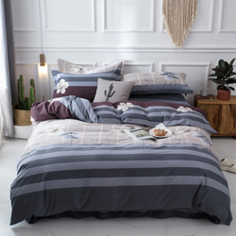 Single Double Bed Custom Print Bedding Set, Autumn And Winter Design Cotton Sanding Bed Sheet Sets/