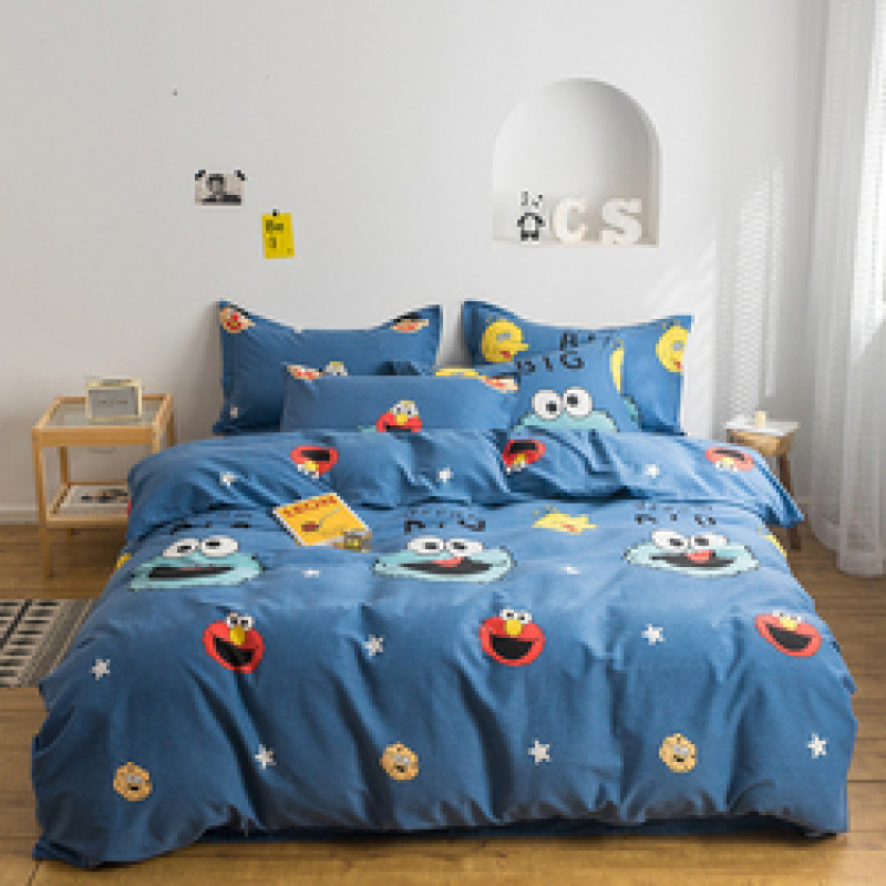 Single Double Bed Custom Print Bedding Set, Autumn And Winter Design Cotton Sanding Bed Sheet Sets/