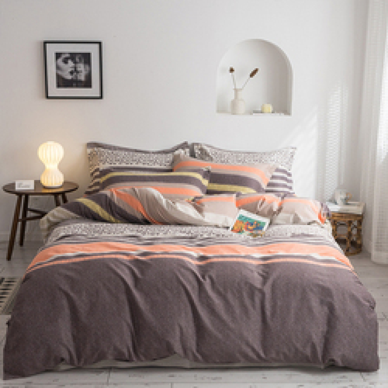 Single Double Bed Custom Print Bedding Set, Autumn And Winter Design Cotton Sanding Bed Sheet Sets/